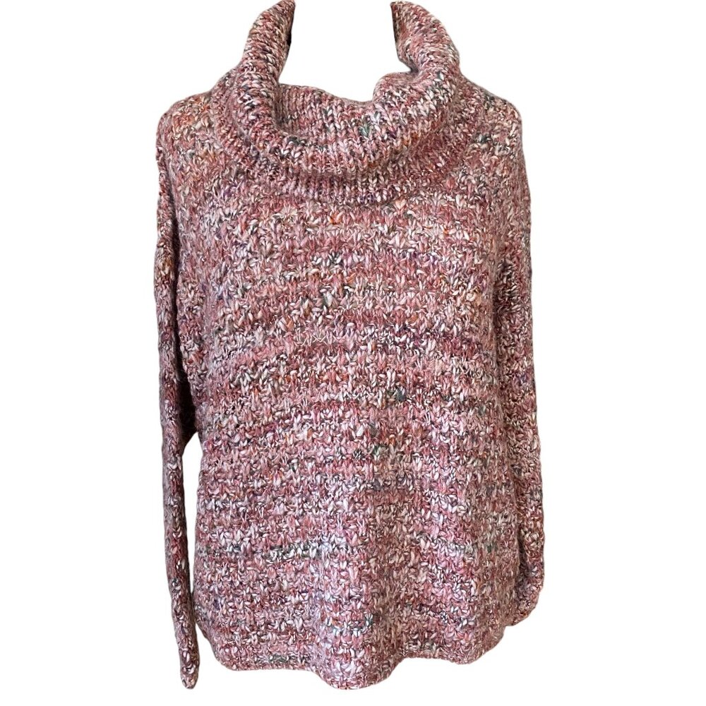 Anthropologie Elsamanda Wool Cowl Neck Sweater Chunky Italy Boho Oversized-L
